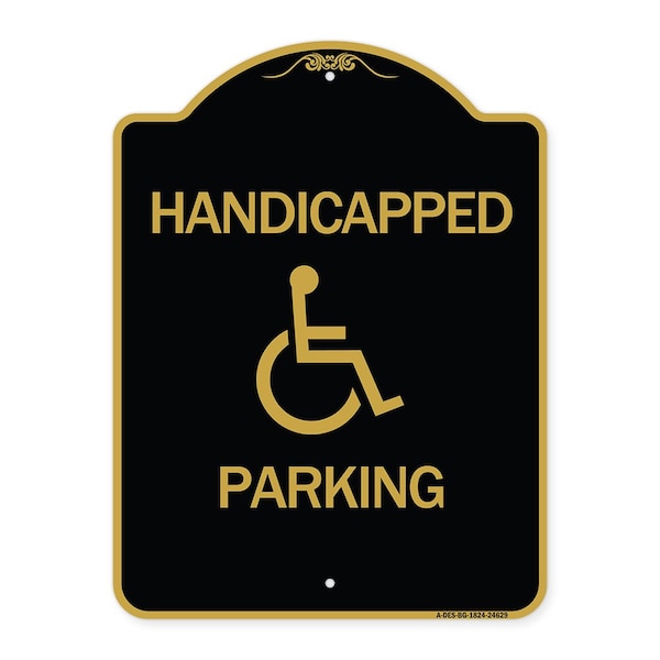 Signmission Designer Series Sign-Handicapped Parking, Black & Gold Aluminum Sign, 18" x 24", BG-1824-24629 A-DES-BG-1824-24629 - main